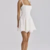 Abito mini Isla bianco con pizzo broderie anglaise personalizzato