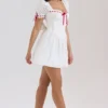 Abito mini Jana bianco con maniche a sbuffo in broderie anglaise