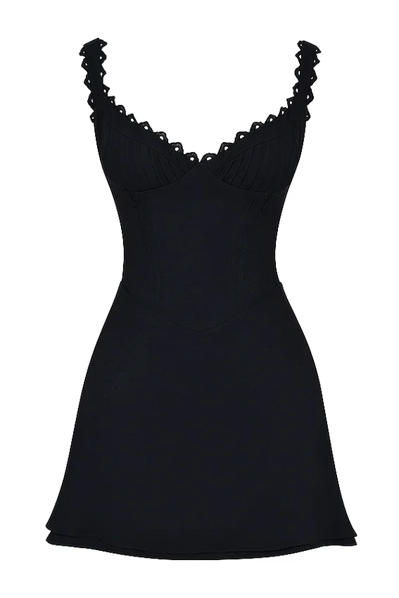 Abito mini nero con pieghe Tilly Abito mini nero con pieghe Tilly