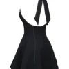 Abito mini nero con scollo all’americana e fiocco “Loulette”