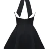 Abito mini nero con scollo all’americana e fiocco “Loulette”