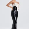 Abito nero senza spalline con fiocchi e paillettes Holly