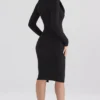 Abito Raine nero con bordi in pelliccia sintetica