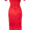 Abito rosso in raso con spalle scoperte Loretta