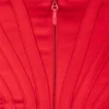 Abito rosso in raso con spalle scoperte Loretta