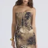 Abito senza spalline in raso con stampa leopardata Laila