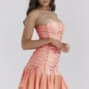 Abito senza spalline in raso Sirena Sorbet
