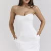 Abito senza spalline in twill bianco “Mimi”