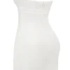 Abito senza spalline in twill bianco “Mimi”