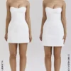 Abito senza spalline in twill bianco “Mimi”