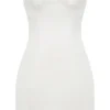 Abito senza spalline in twill bianco “Mimi”