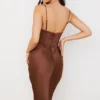 Abito sottoveste a corsetto in raso color cioccolato Myrna