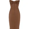 Abito sottoveste a corsetto in raso color cioccolato Myrna