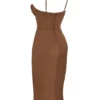 Abito sottoveste a corsetto in raso color cioccolato Myrna
