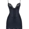 Abito sottoveste in raso blu navy Soraya