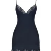 Abito sottoveste in raso blu navy Soraya