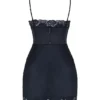 Abito sottoveste in raso blu navy Soraya