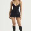 Abito sottoveste in raso blu navy Soraya