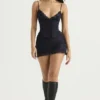 Abito sottoveste in raso blu navy Soraya