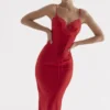 Abito sottoveste in raso rosso rosa Salma
