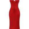Abito sottoveste in raso rosso rosa Salma