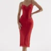 Abito sottoveste in raso rosso rosa Salma