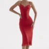 Abito sottoveste in raso rosso rosa Salma