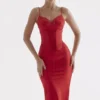 Abito sottoveste in raso rosso rosa Salma