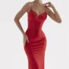 Abito sottoveste in raso rosso rosa Salma