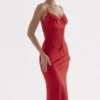 Abito sottoveste in raso rosso rosa Salma