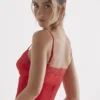 Abito sottoveste in raso rosso rosa Salma