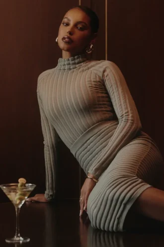 Body a righe velour grigio Rowena