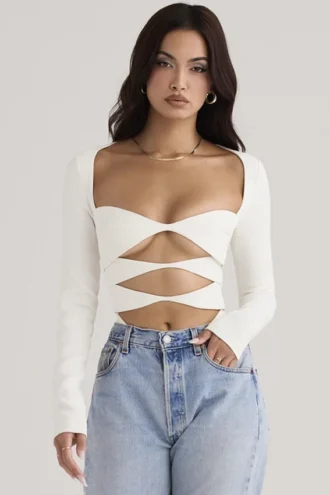 Body bianco con cut-out “Danica”