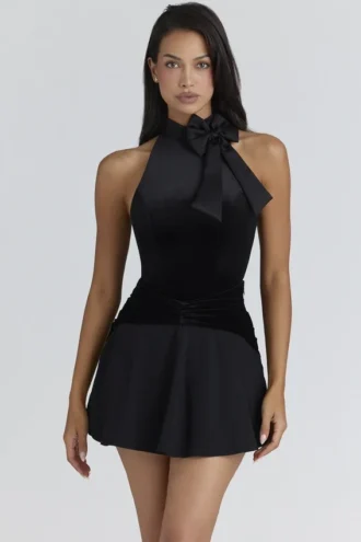 Body Blair in velluto nero con fiocco – Edizione limitata