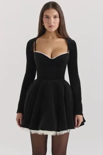 Bolero corto in velluto elasticizzato nero Harmony