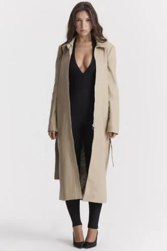 Cappotto in pelle vegana beige Ariel
