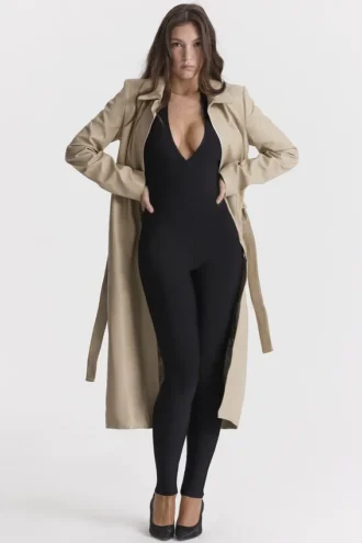 Cappotto in pelle vegana beige Ariel