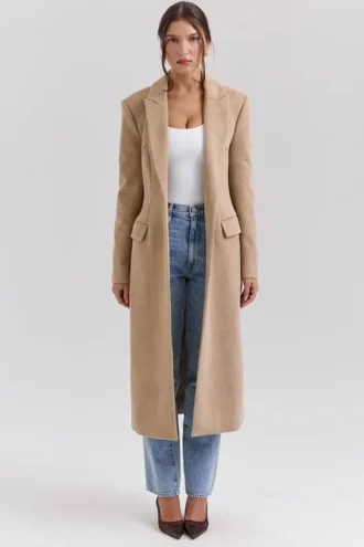 Cappotto lungo monopetto Remi color cammello