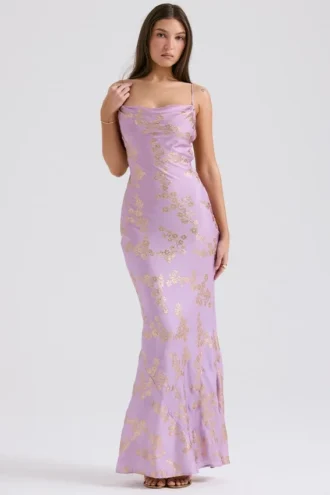 Capriana Abiti da Sera in raso jacquard Orchid