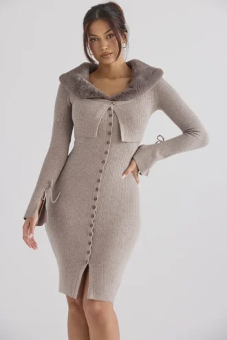 Cardigan in cashmere Dahlia Beige
