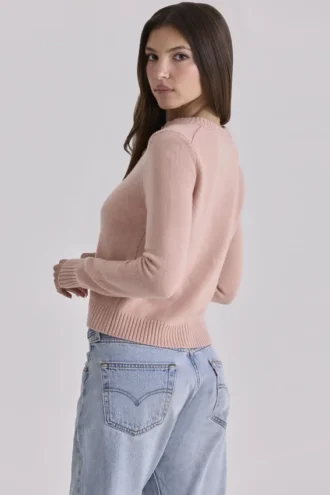 Cardigan in cashmere e lana merino color pesca