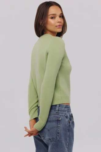 Cardigan in cashmere e lana merino Matcha