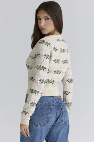 Cardigan in lana con stampa all-over Mistle-Bow