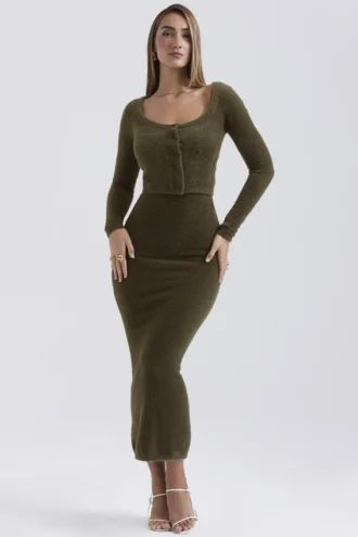 Cardigan in maglia morbida e soffice Gene Khaki