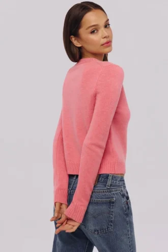 Cardigan Signature in cashmere e lana merino color lampone