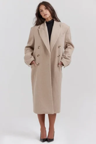 Carter Oatmeal Double Breasted Cappotti