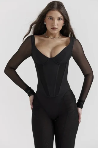 Corsetto a maniche lunghe Araminta nero
