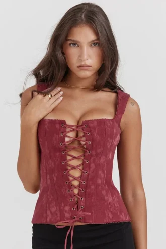 Corsetto floreale Parisa Merlot