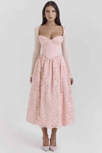 Corsetto, gonna e bolero in pizzo rosa Duchess Ballerina