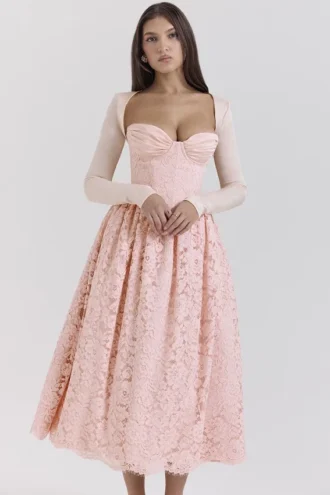 Corsetto, gonna e bolero in pizzo rosa Duchess Ballerina